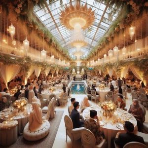 comfortable guests in an indoor wedding